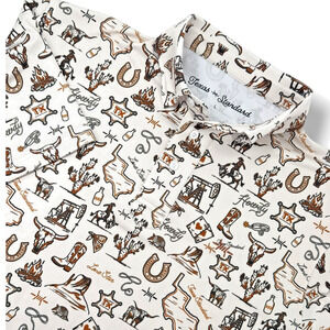 Texas Standard Traditions Western Polo Shirt All Over Print Howdy Lone Star Larg